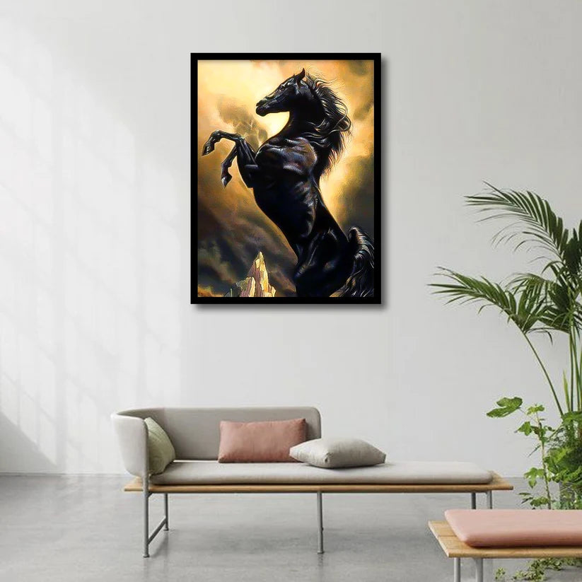 Black Wild Horse Wall Frame