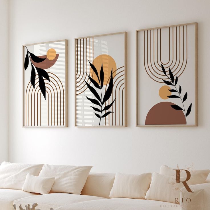 Abstract Botanical Wall Art - Set of 3