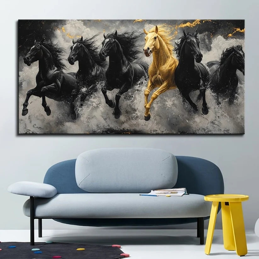 Six Horse Running Art Wall Frame II