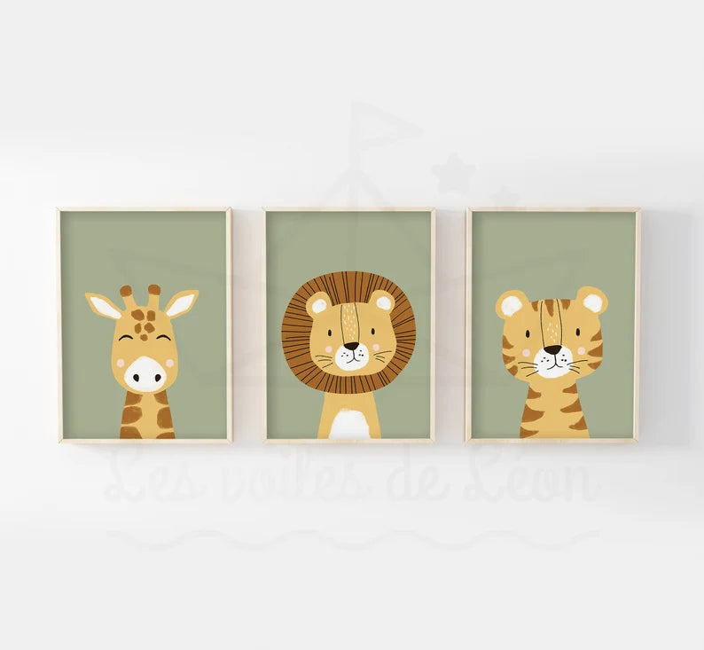 Safari Animal Nursery - Set of 3