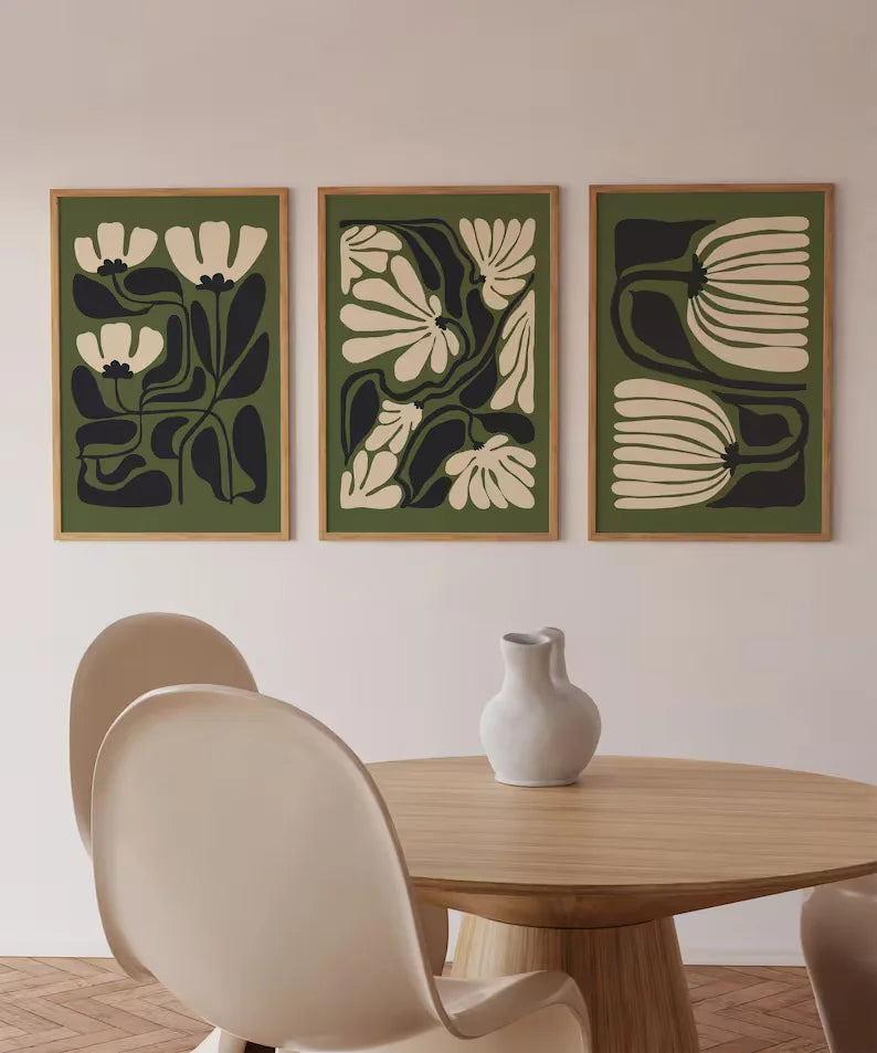 Mid Century Abstract Botanical - Set of 3