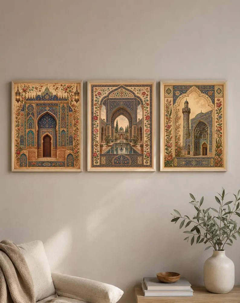 Moorish Architecture Triptych Art - Set of 3