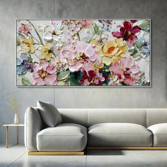 Textured Floral Wall Art - Canvas Frame
