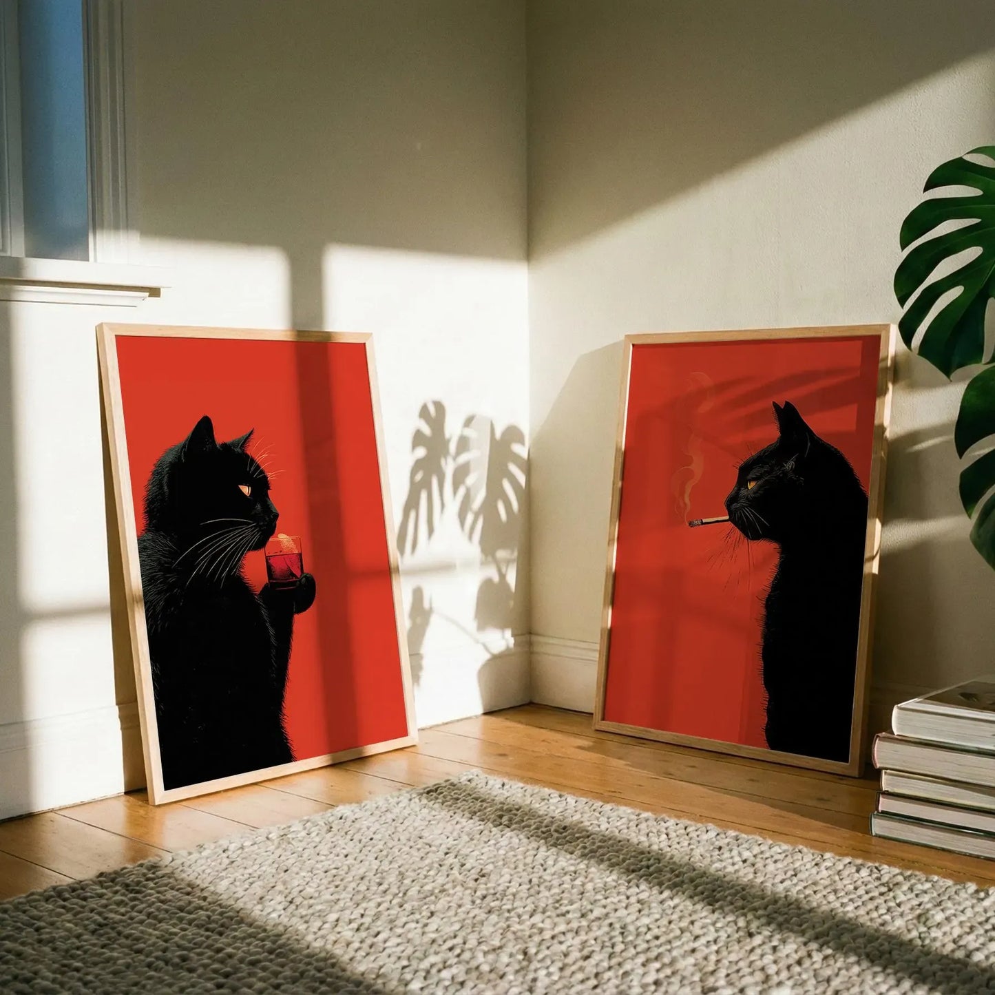 Cool Cat Abstract Art - Set of 2
