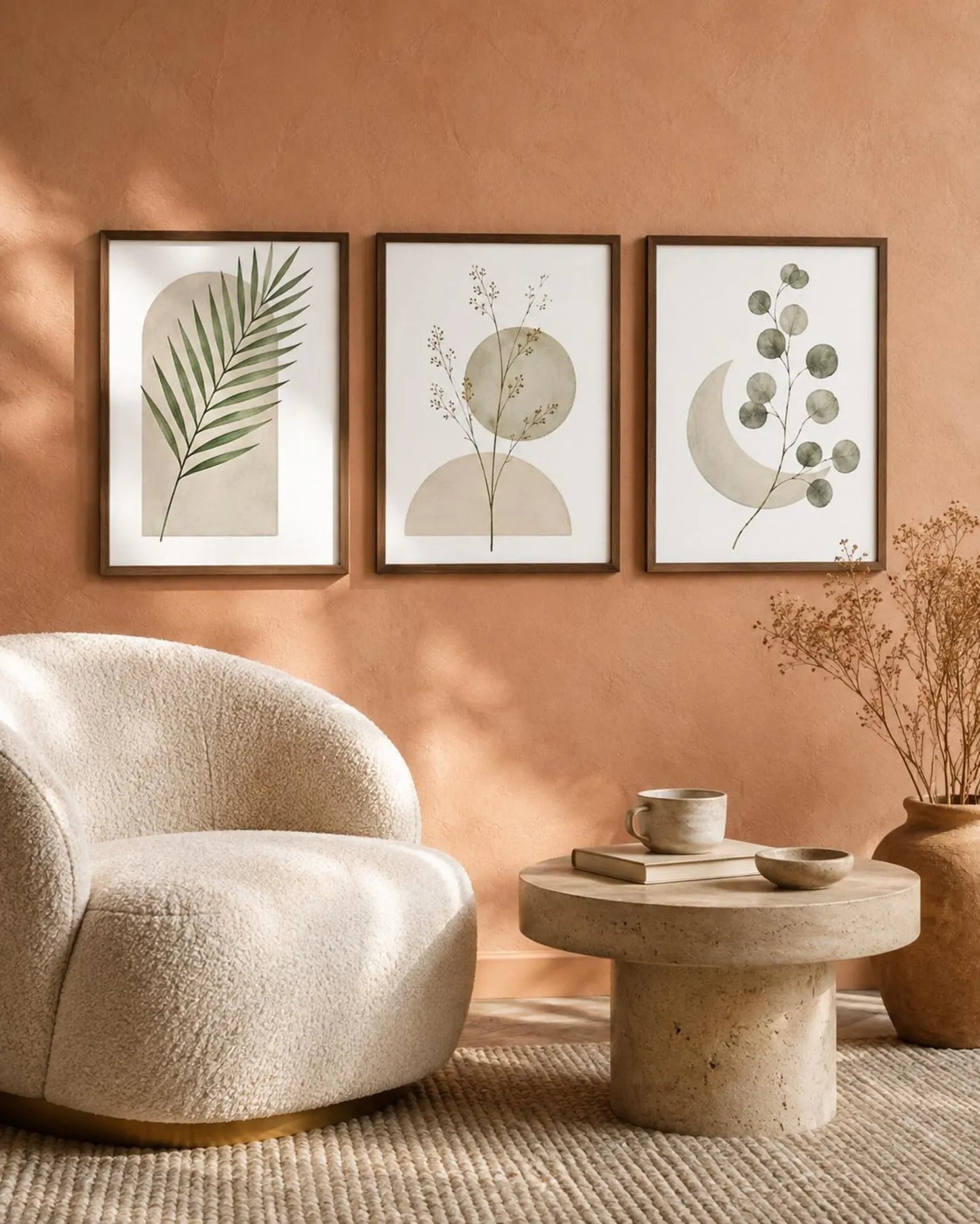 Sage Green Palm and Eucalyptus - Set of 3