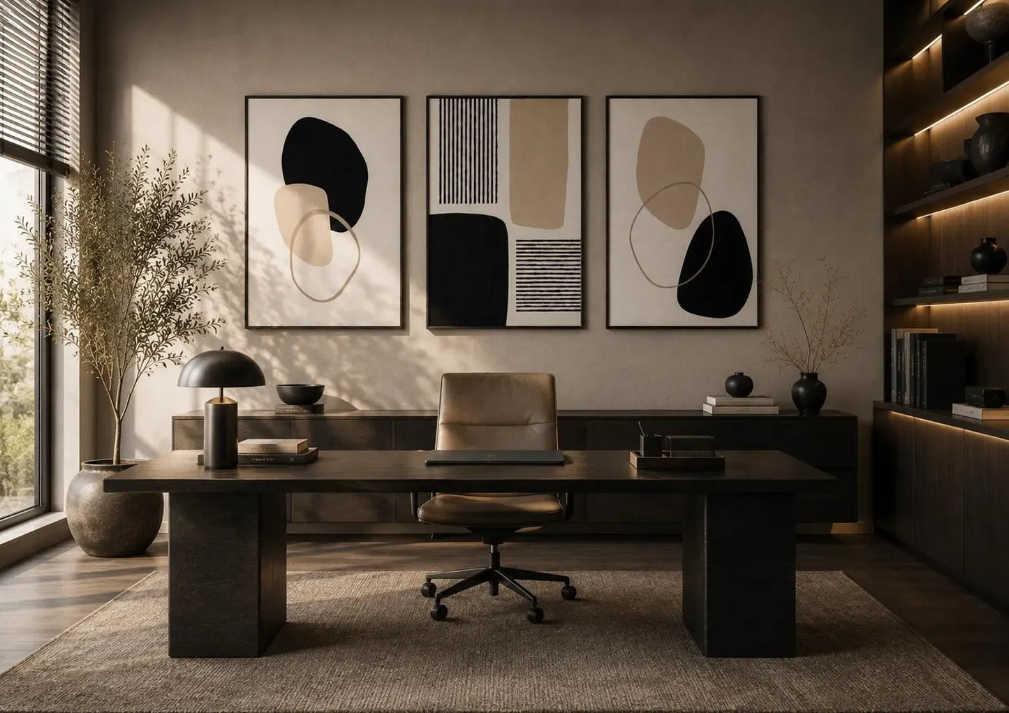 Black Beige Wall Art - Set of 3