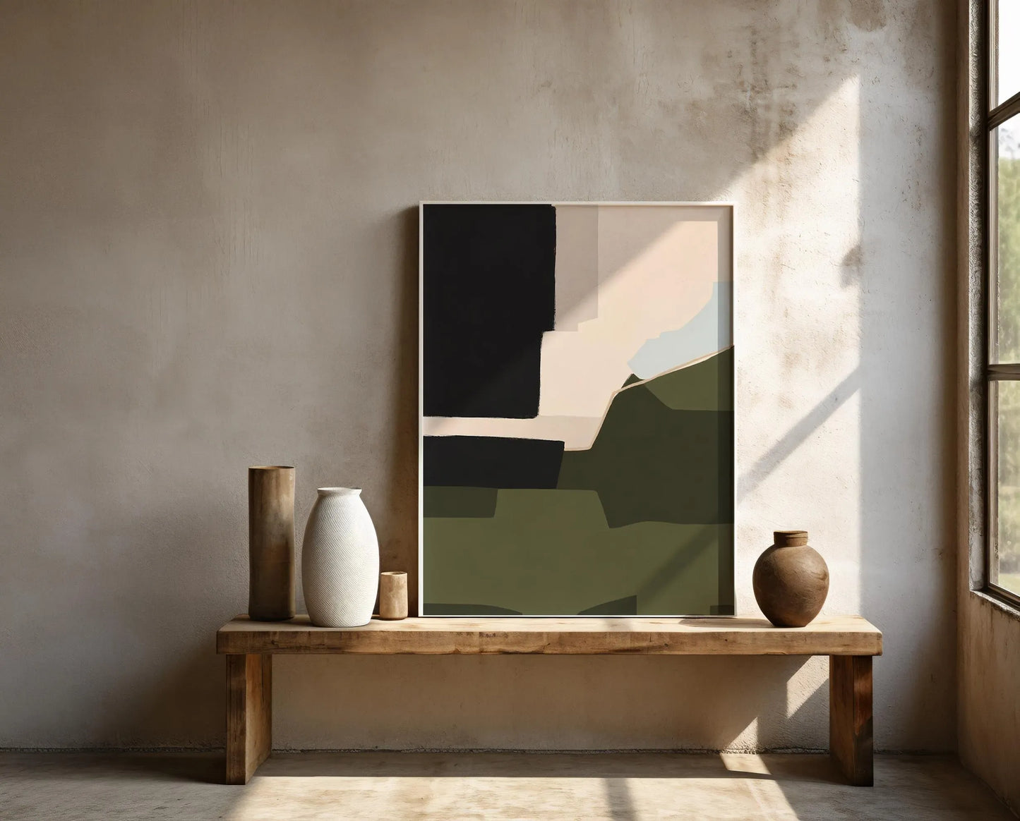Black and Olive Green - Canvas Frame