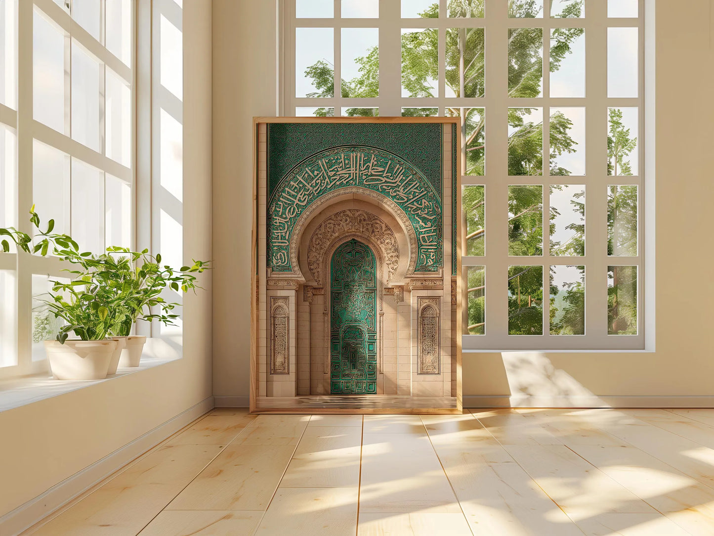 Emerald Mosque Door Wall Art - Islamic Frame