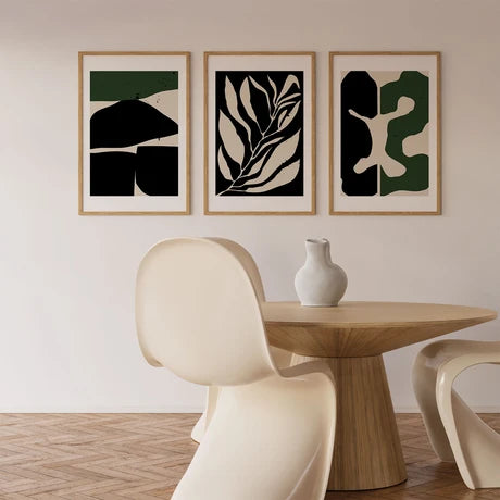 Black and Green Wall Art - Set of 3