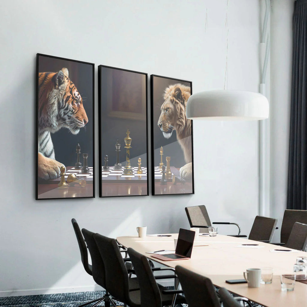Lion vs Tiger Chess Wall Art | Modren Art Frame
