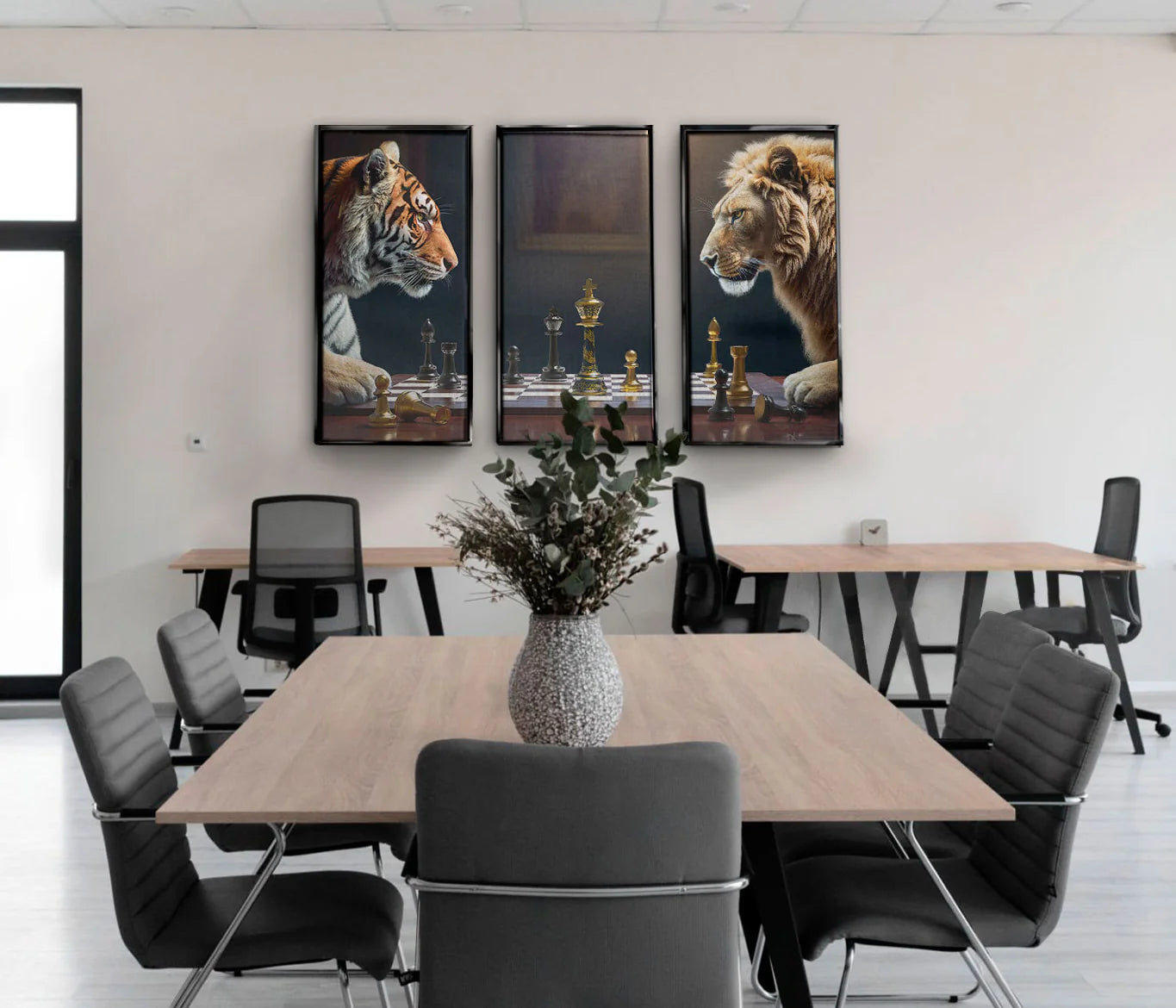 Lion vs Tiger Chess Wall Art | Modren Art Frame