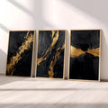 Black and Gold Abstract Wall Art Set of 3