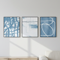 Set of 3 Blue Abstract Art Frames