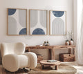 Boho Blue Abstract Art - Set of 3