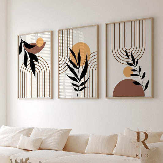 Abstract Botanical Wall Art - Set of 3