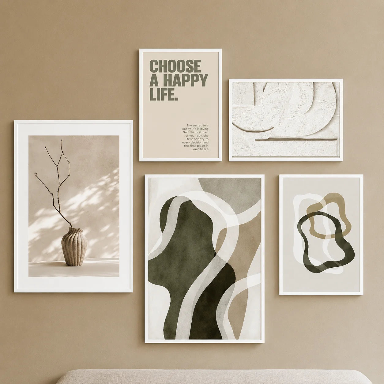 Abstract Plant Wall Frame - Set of 5