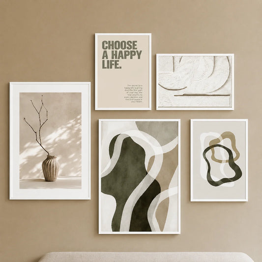 Abstract Plant Wall Frame - Set of 5