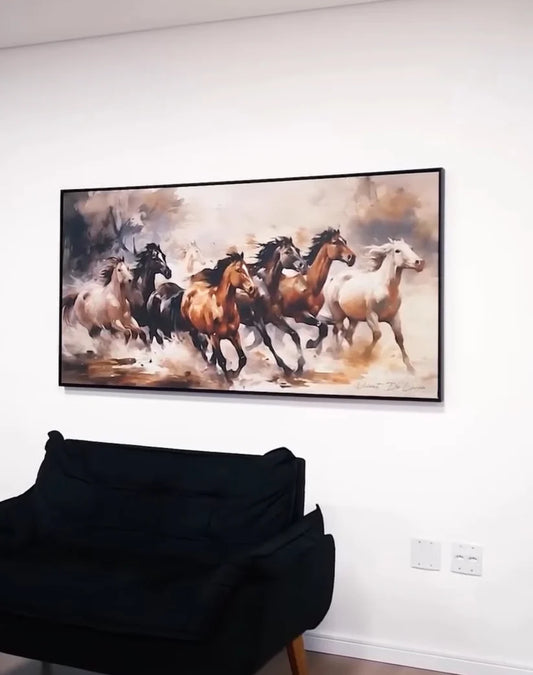 Six Horse Running Art Wall Frame
