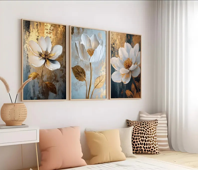 Gold Floral Botanical Set of 3