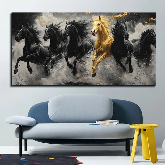 Six Horse Running Art Wall Frame II