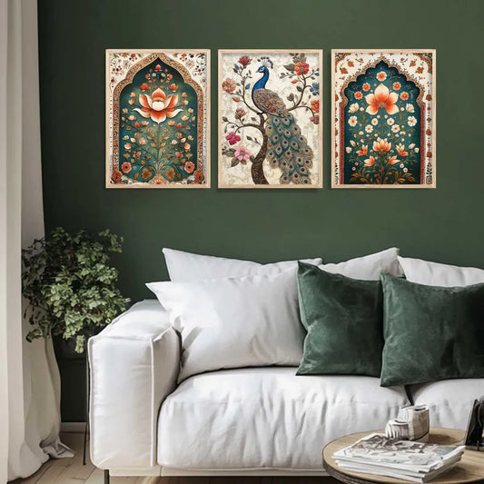 Peacock Wall Art II - Set of 3