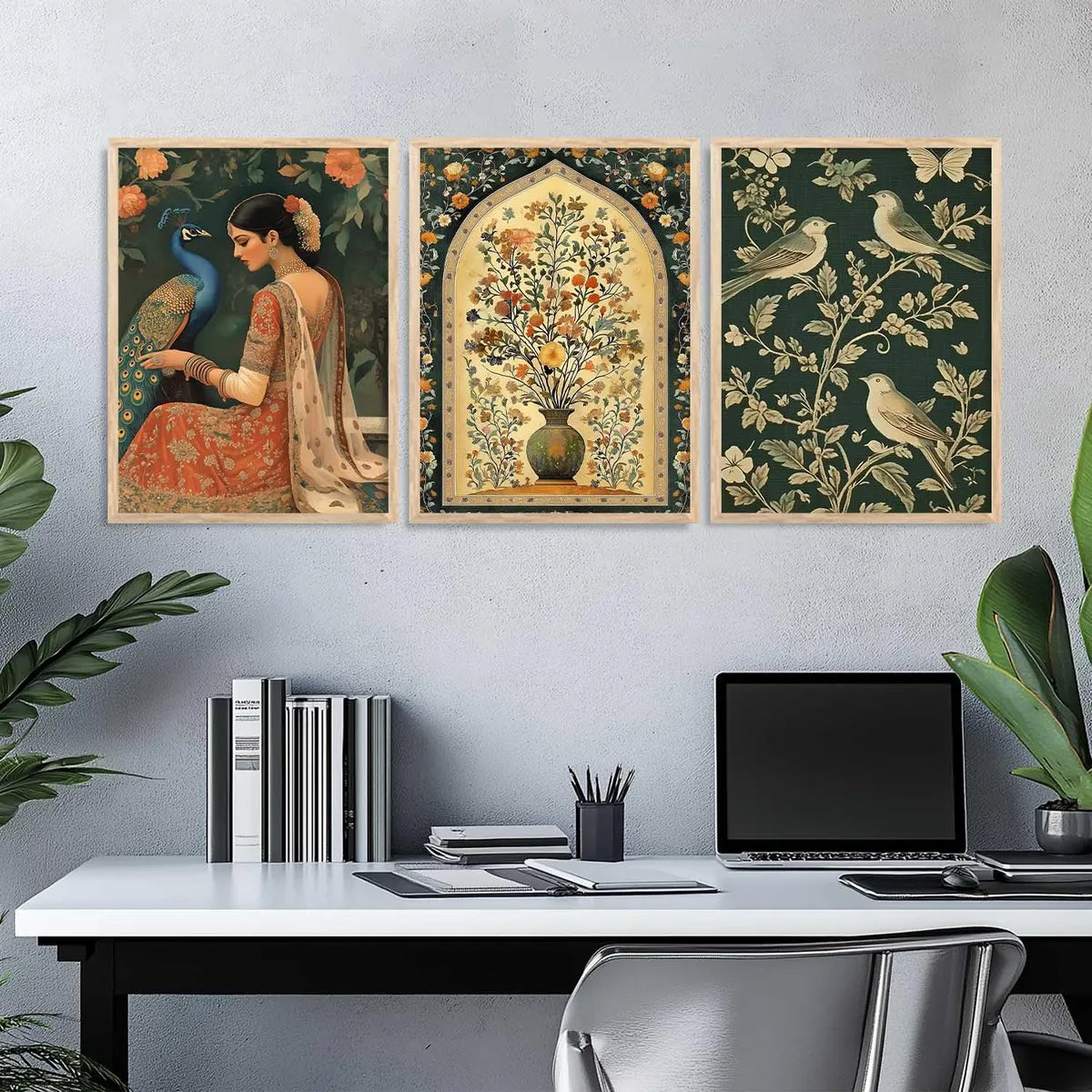 Peacock Wall Art - Set of 3