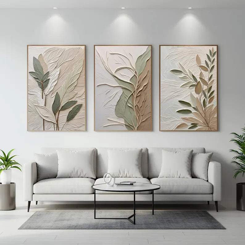Prints, Textured Effect Framed Set of 3