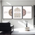 Minimalist Islamic Wall Art Set of 3 | Arabic Quotes & Mandala Design Frames