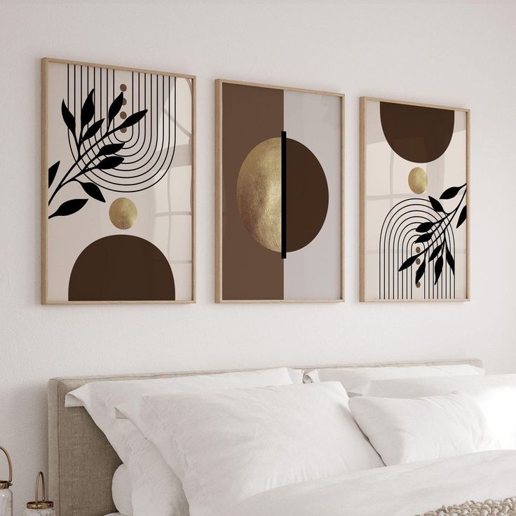 Abstract Brown Wall Art - Set of 3