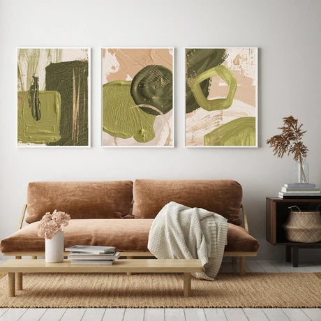 Green Abstract Art  - Set of 3