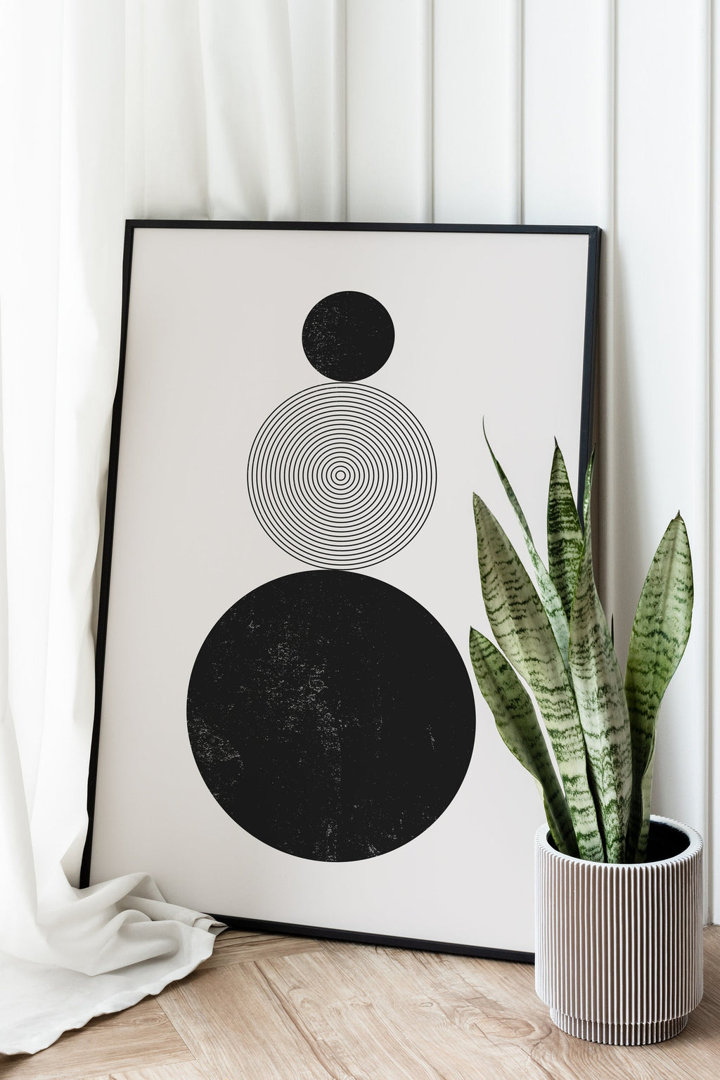 Set of 3 - Boho Black & White Circle Frame Prints - Allah And Muhammad (PBUH)