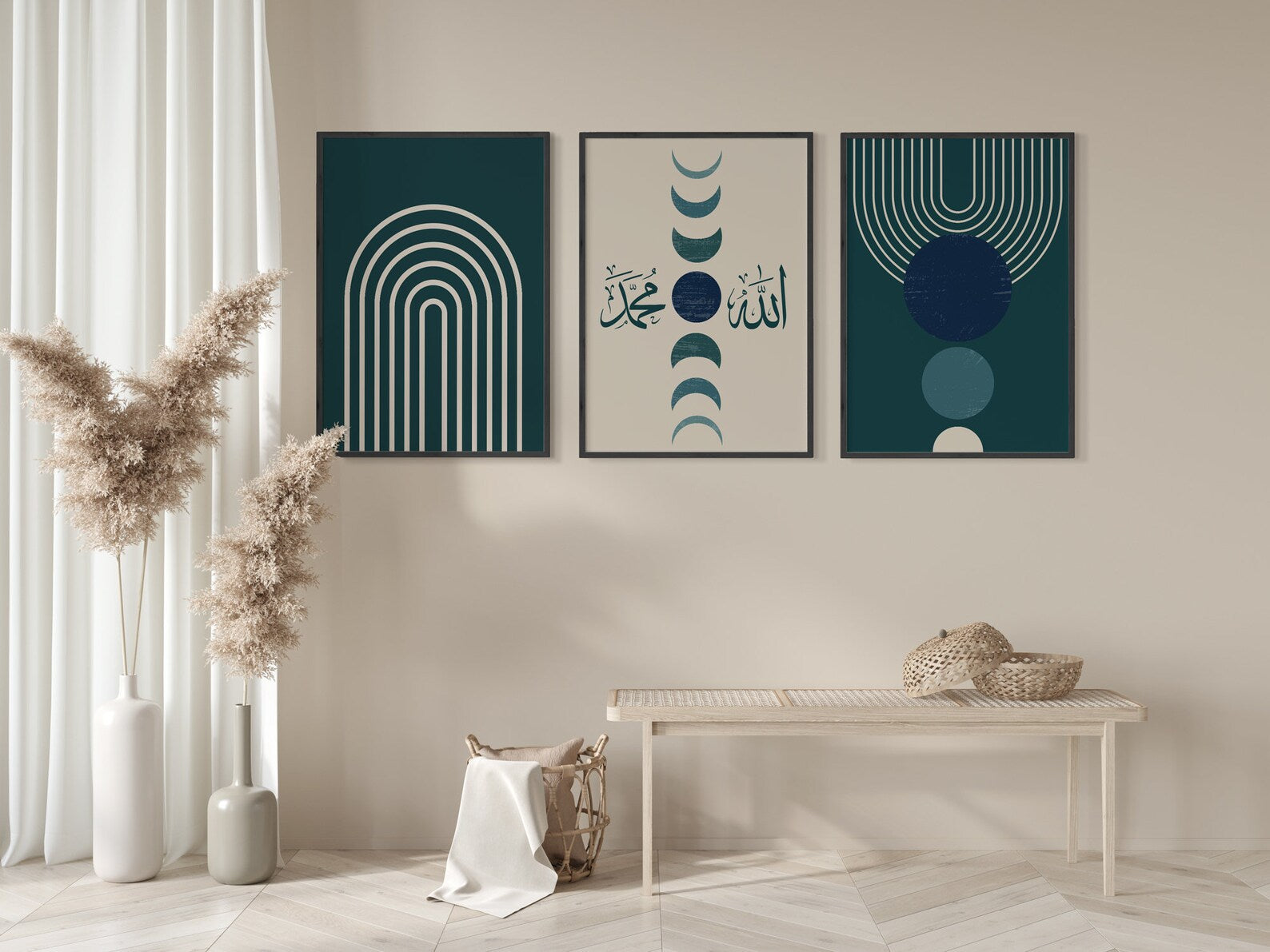Set of 3 Boho Dark Green Zikr Frame