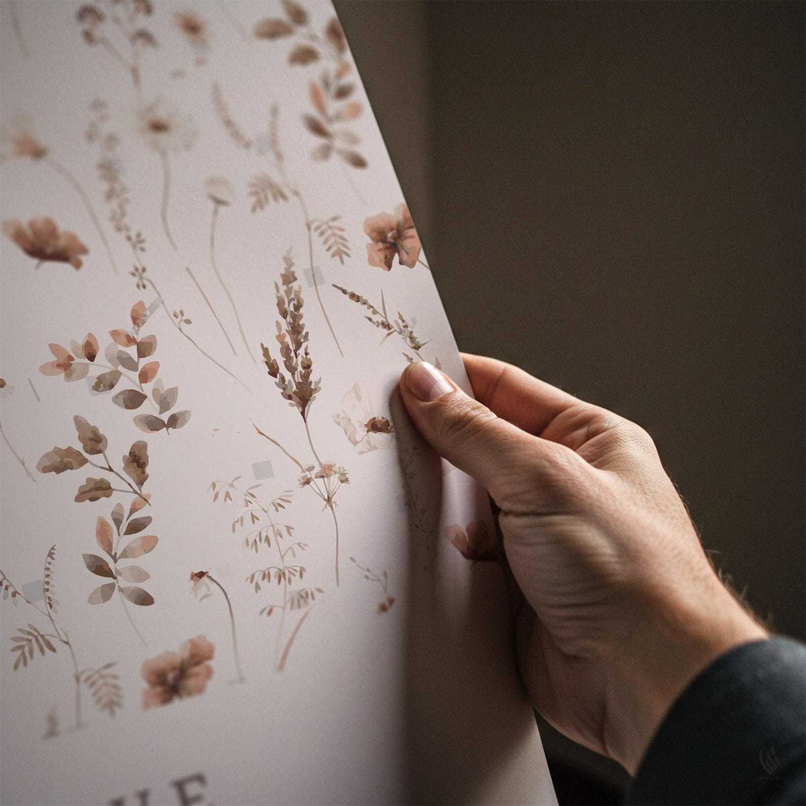 Set of 3 Premium Beige Botanical Flower Leafed Prints, Patience Gratitude & Love