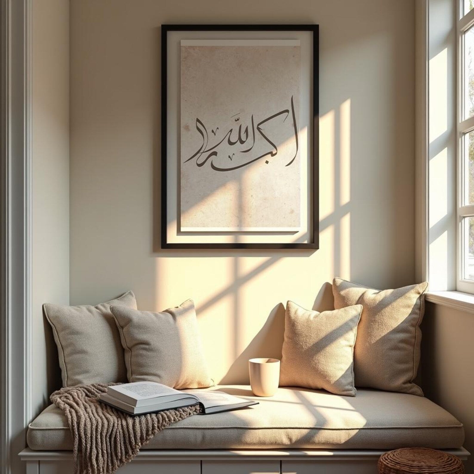 Islamic Calligraphy Wall Art Prints (Set of 3) – Beige Boho Decor