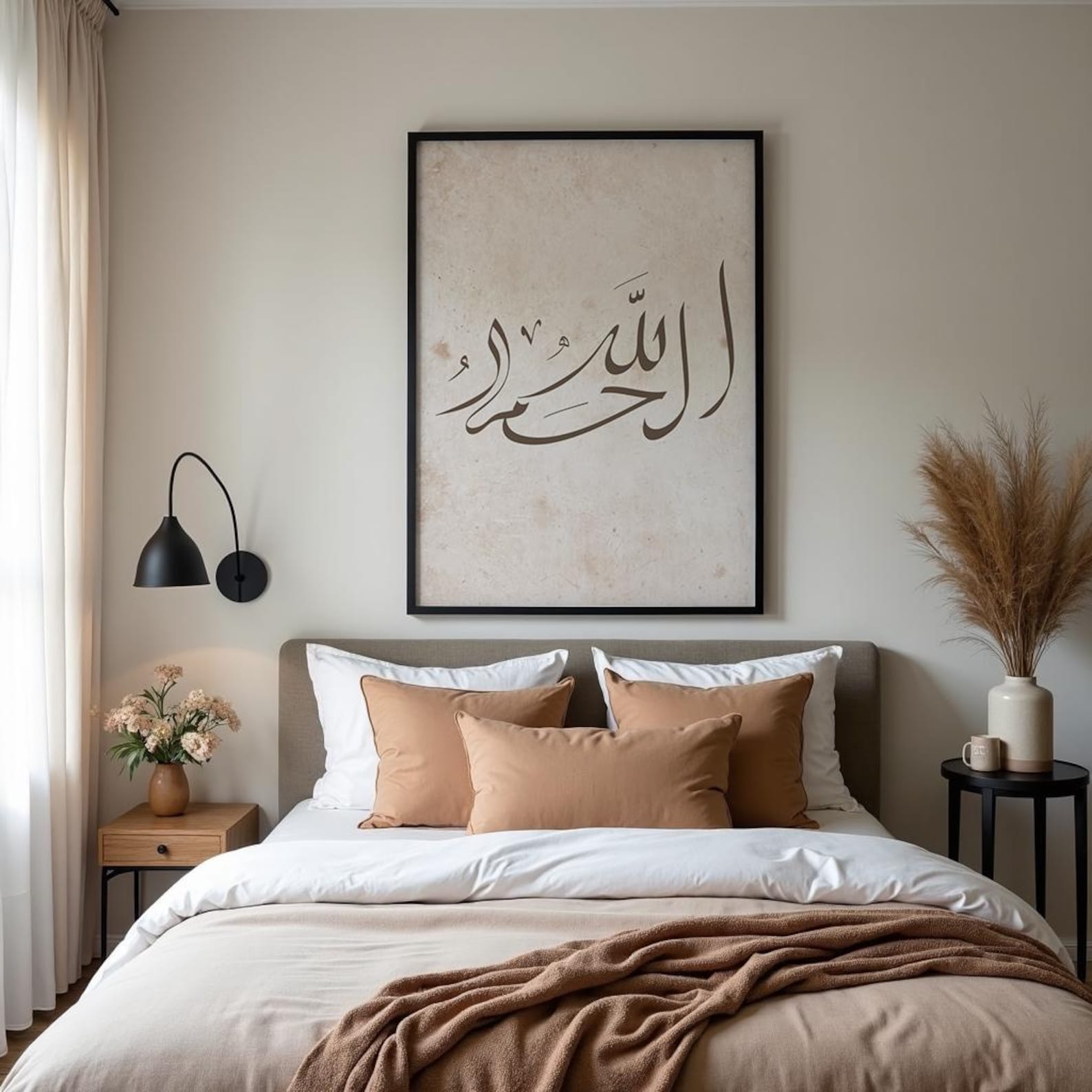 Islamic Calligraphy Wall Art Prints (Set of 3) – Beige Boho Decor