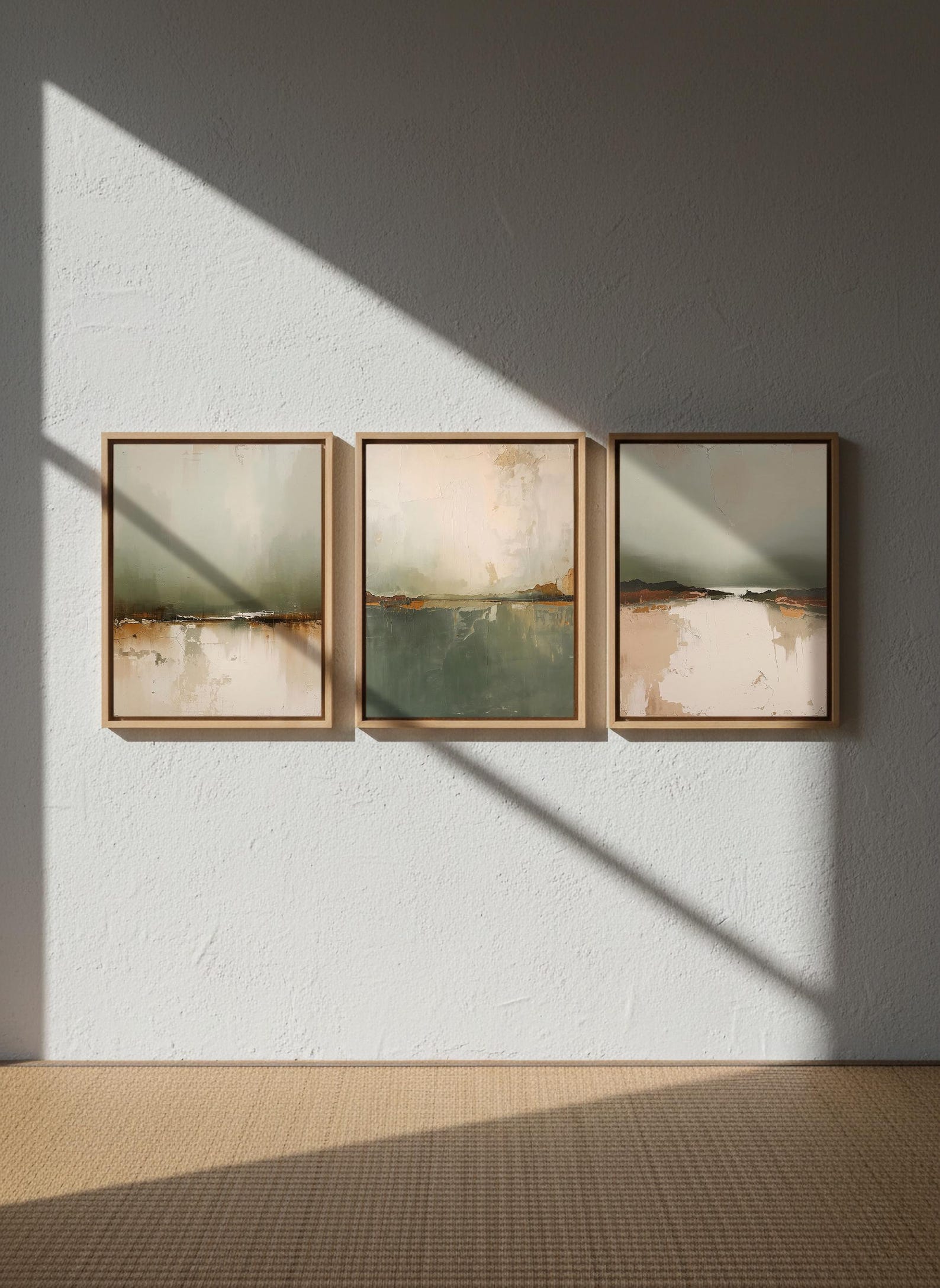 Sage Green and Rust Landscape Set of 3