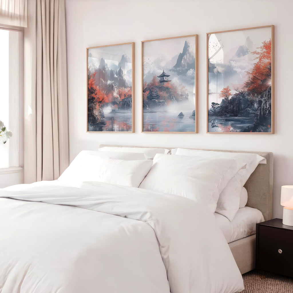 Calm Japandi Landscape Wall Art Set of 3