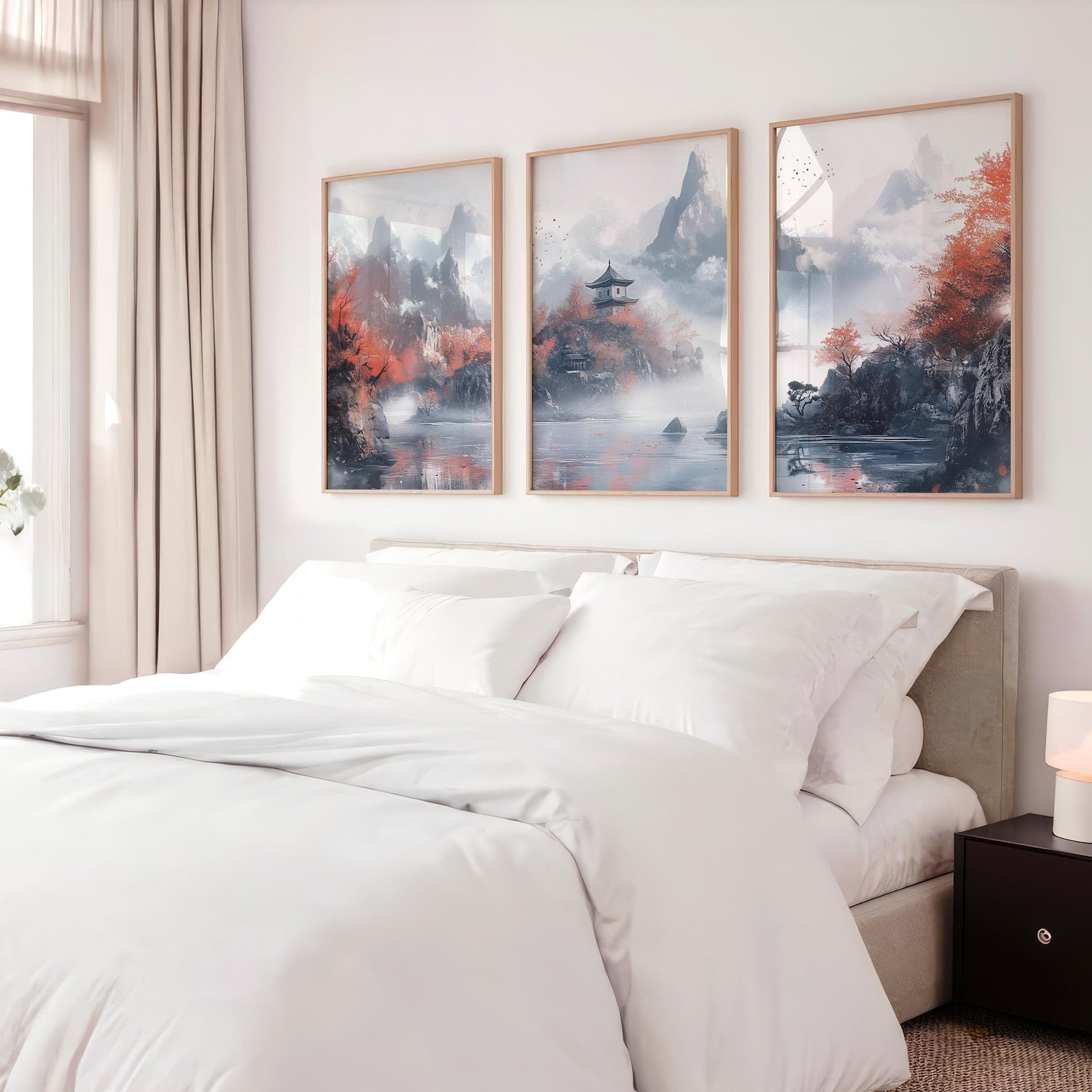 Calm Japandi Landscape Wall Art Set of 3
