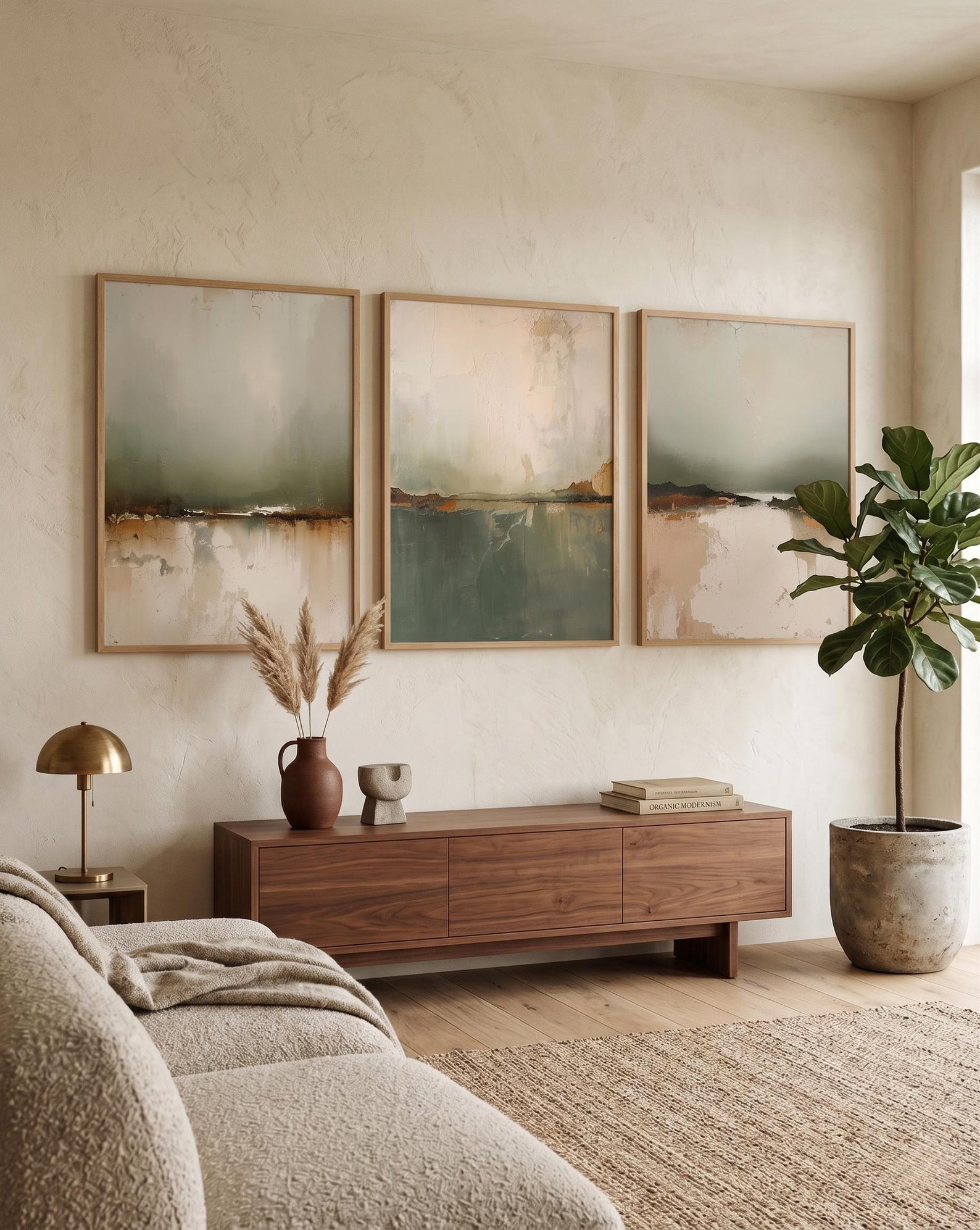 Sage Green and Rust Landscape Set of 3