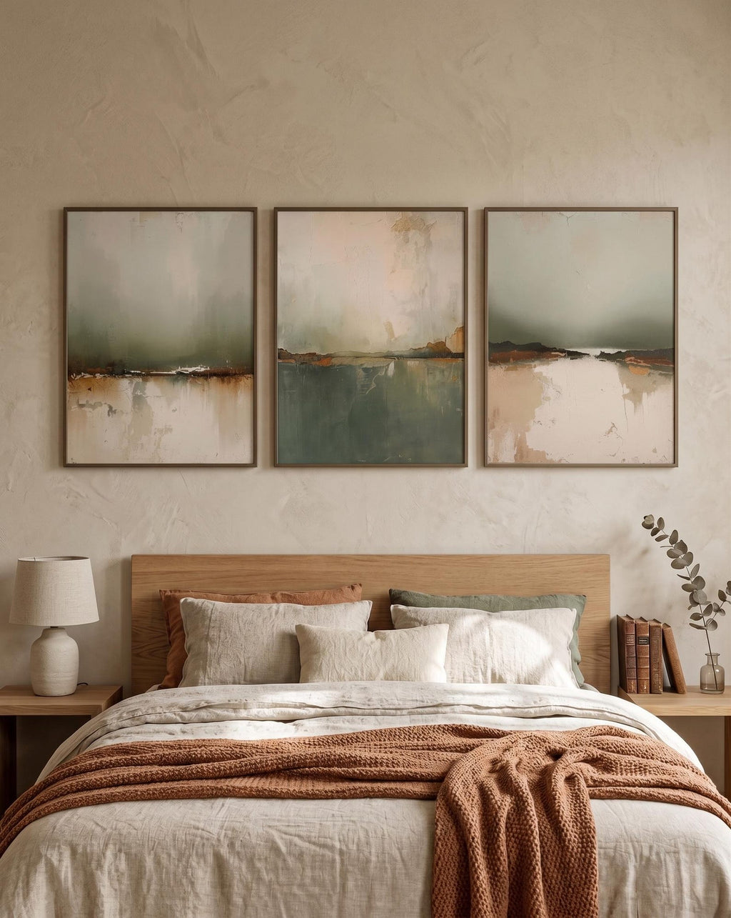 Sage Green and Rust Landscape Set of 3