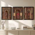Vintage Burgundy Islamic Wall Art Set of 3