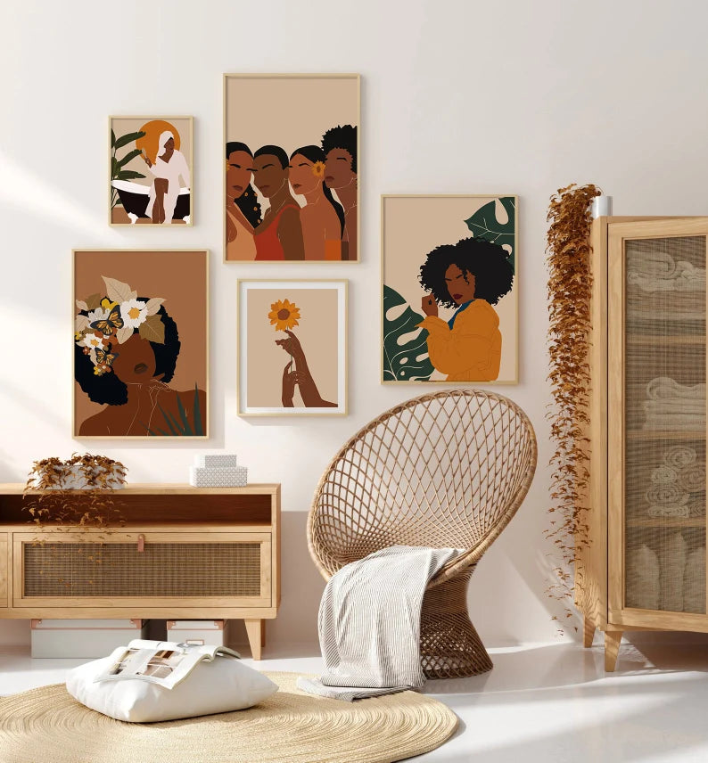 African Black Women Art - Set of 5
