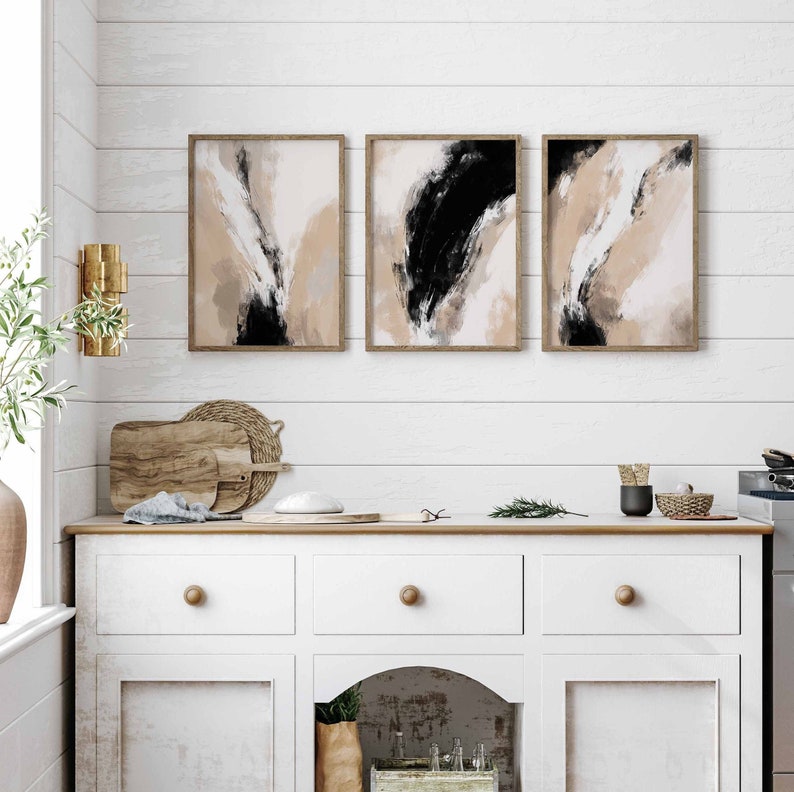 Japani Wall Art -Neutral Abstract Gallery Wall Art -Set of 3