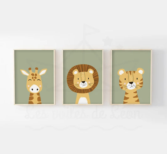 Safari Animal Nursery - Set of 3