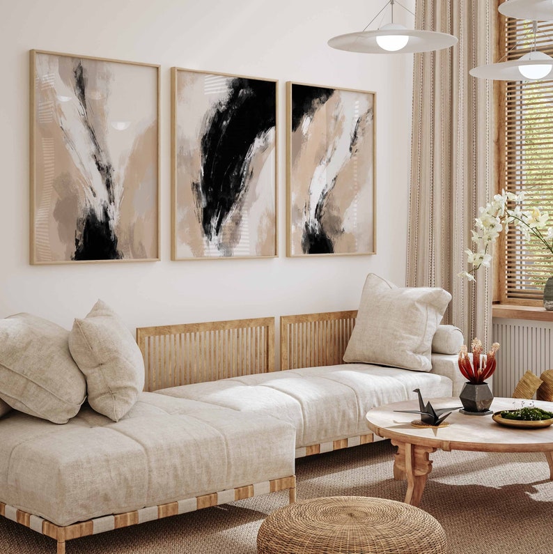 Japani Wall Art -Neutral Abstract Gallery Wall Art -Set of 3