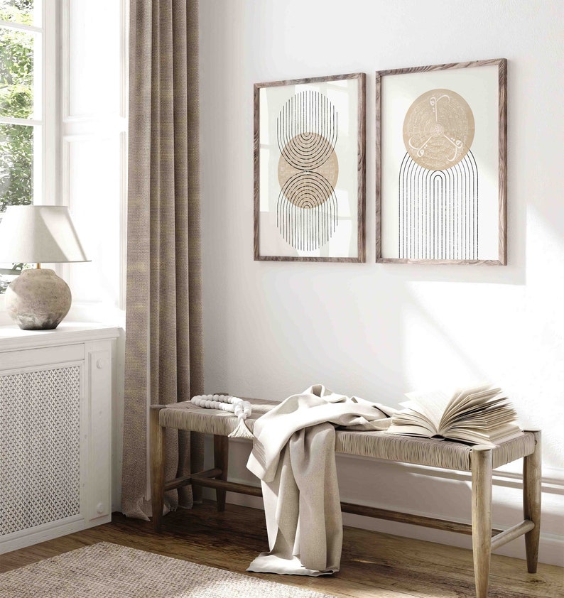 Set of 3 Abstract Beige Islamic