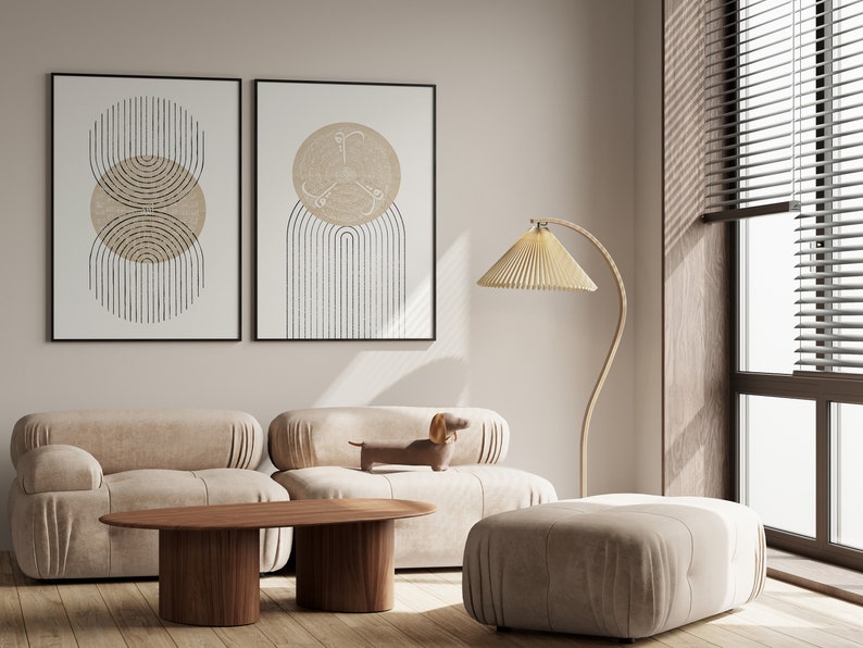 Set of 3 Abstract Beige Islamic