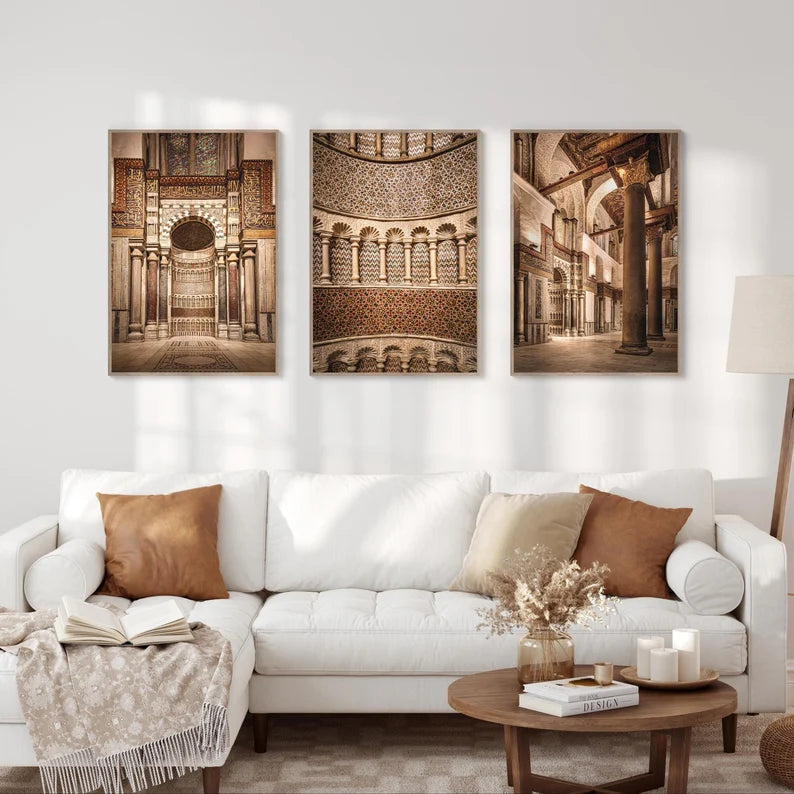 Vintage Mosque Wall Art - Set of 3