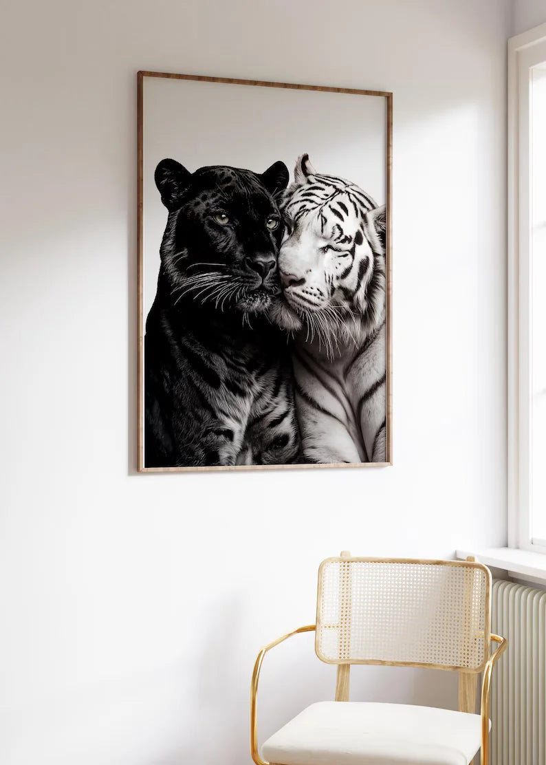Panther White Tiger Leopard Wall Set Frame