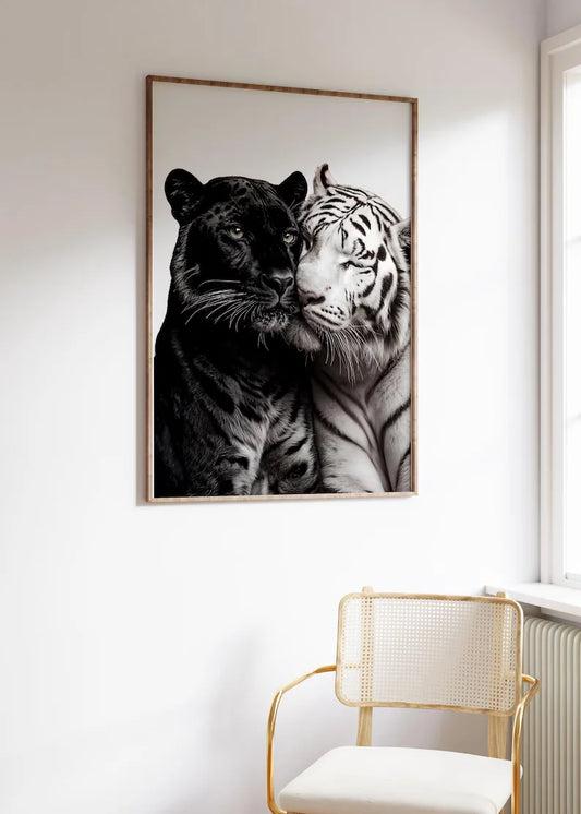 Panther White Tiger Leopard Wall Set Frame